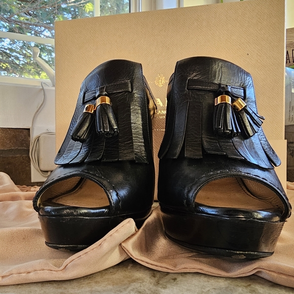 PRADA Black Peep Toe Platform Mules  Tassel Size 40 GORGEOUS 😍 Calzature Donna - Picture 7 of 14